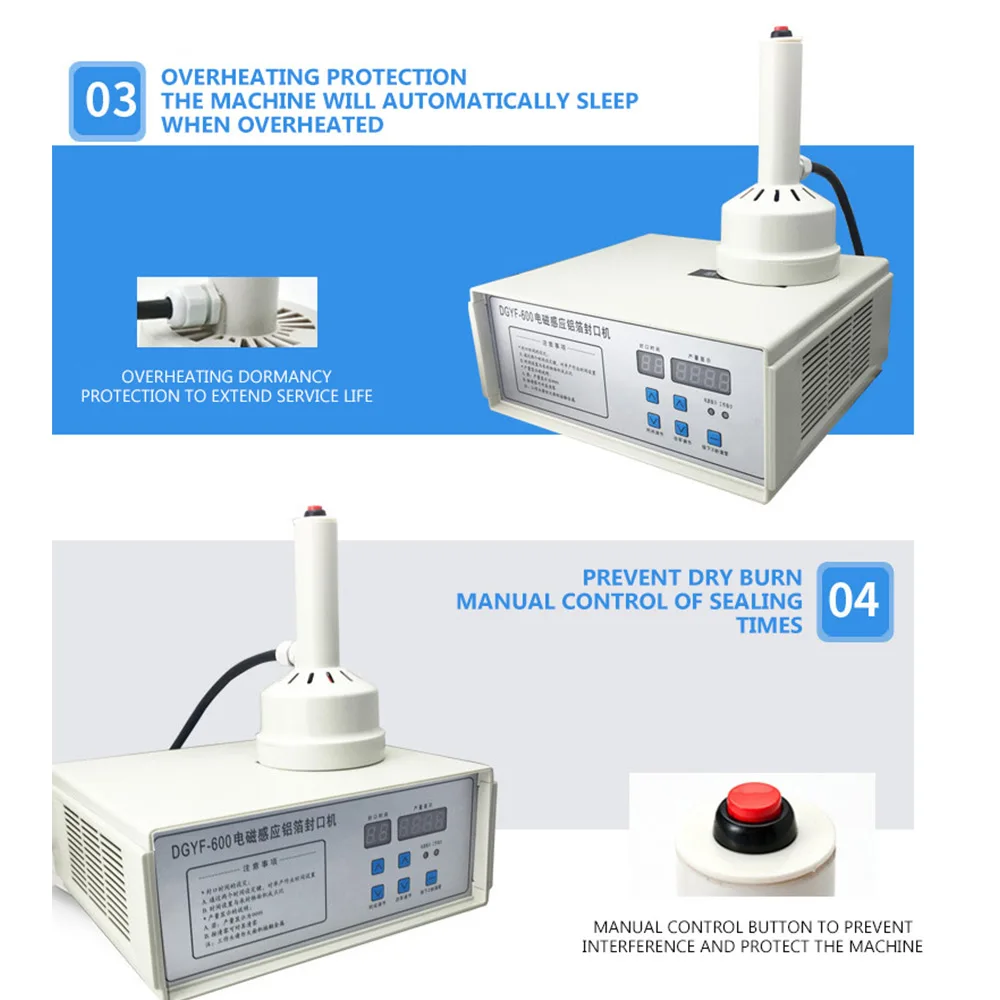 Máquina de sellado de inducción electromagnética de mano, sellador de tapas de botellas de plástico, máquina de embalaje de tapas de papel de aluminio al vacío