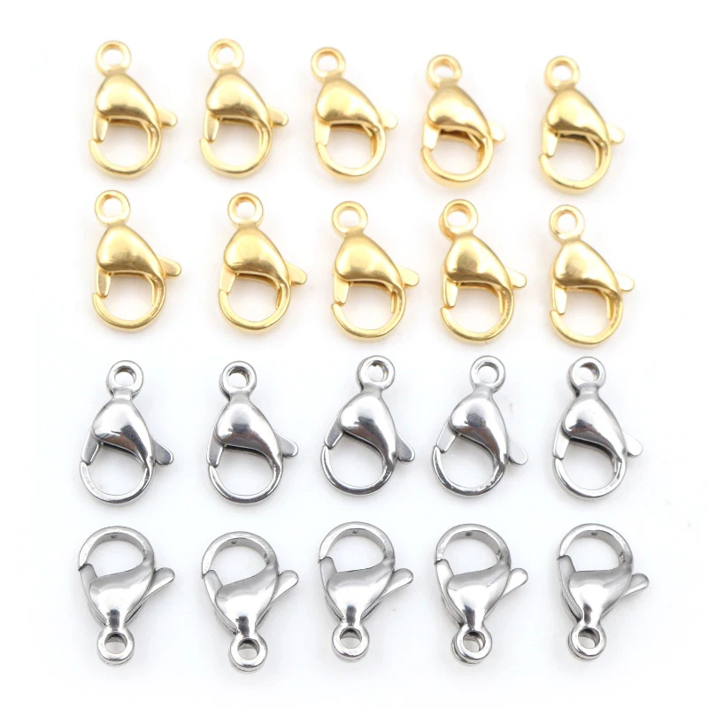 

New 30pcs Stainless Steel Gold Plated Lobster Clasp Hooks for Necklace Bracelet Chain DIY Jewelry Making Findings Supplies