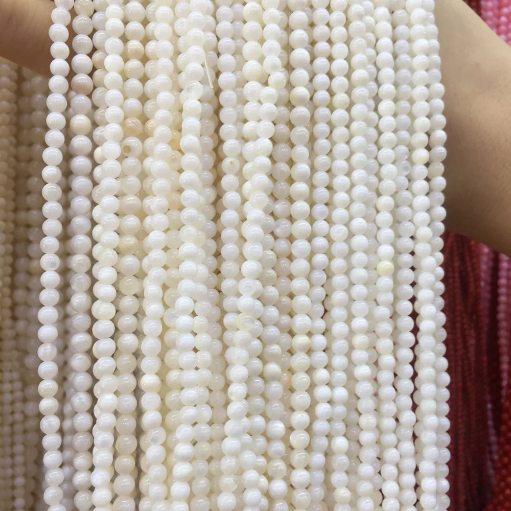 Wholesale Natural shell Beaded White Round shape craft shell loose beads For jewelry making DIY Bracelet necklace accessories