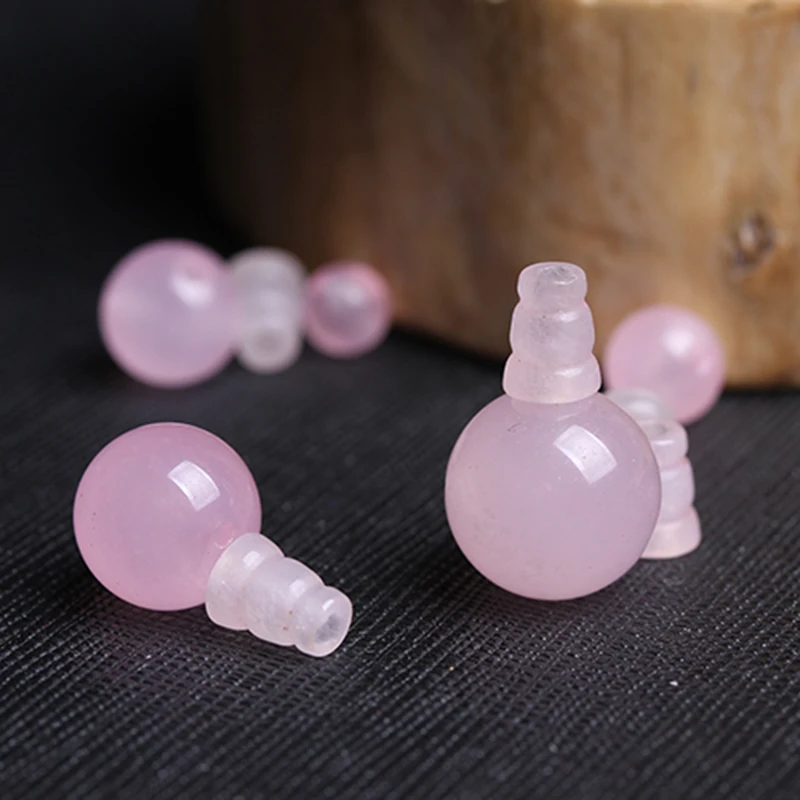 4A Natural Pink Chalcedony T-Junction Buddha Head Quartz Crystal Single Bead DIY Jewelry Making