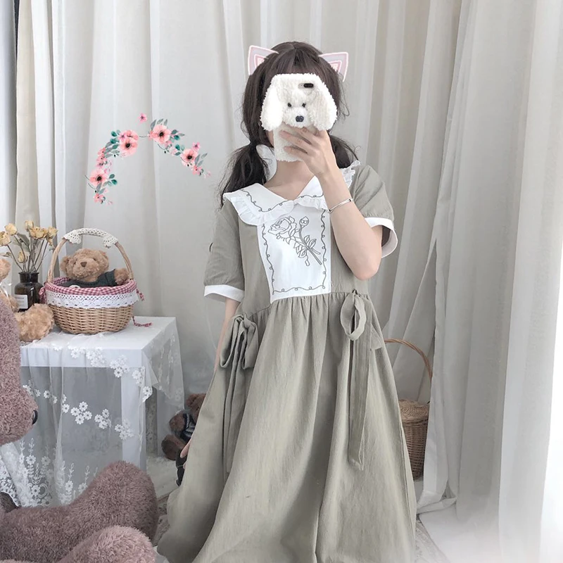 Sommer 2020 neue Japanische süße Lolita puppe kragen lose student loli kurzarm kleid nette phantasie kawaii prinzessin