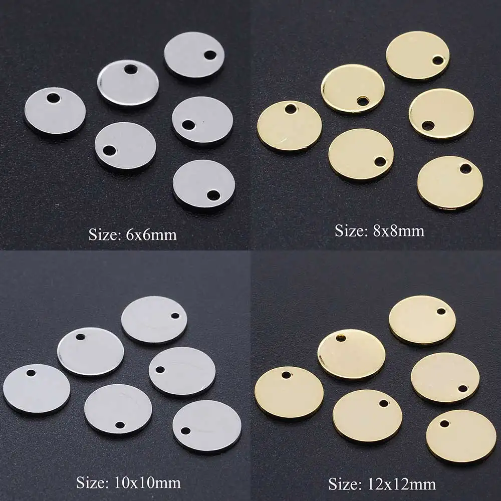 10pcs/lot 316 Stainless Steel    6mm-12mm Round Blank Charms Wholesale Top Quality Never Tarnish Jewelry Making Charms