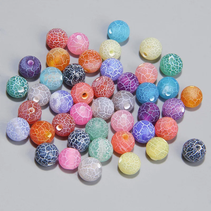 Nature Cracked Frost Agates Stone Beads Matte Blue Purple Pink Green Yellow Beads for Jewelry Making Bracelet Necklace Earring image 5