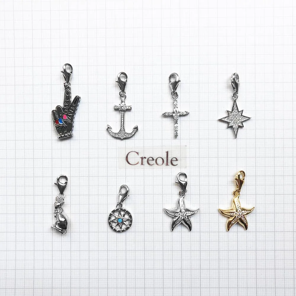 Compass Stay True Siamese Cat Cross Glitter Star Anchor Starfish Charm Pendant,2019 Autumn Fashion Jewelry 925 Sterling Silver