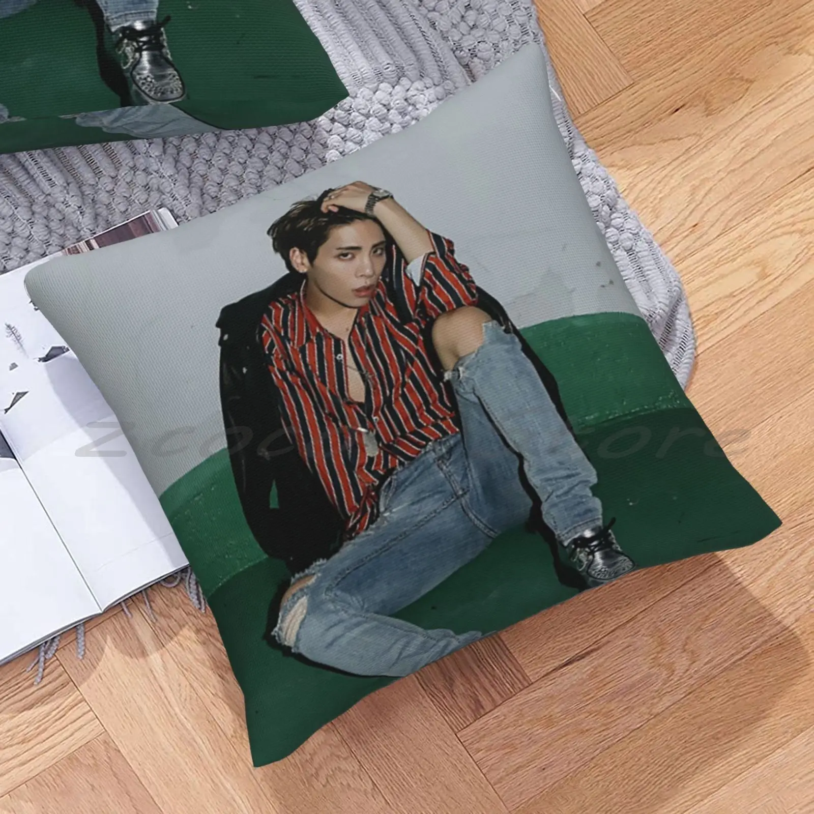 Jonghyun Personalized Diy Pattern Plush Linen Velvet Comfortable Pillow Case Shinee Kpop Kpop Boy Band Boy Band Onew Taemin