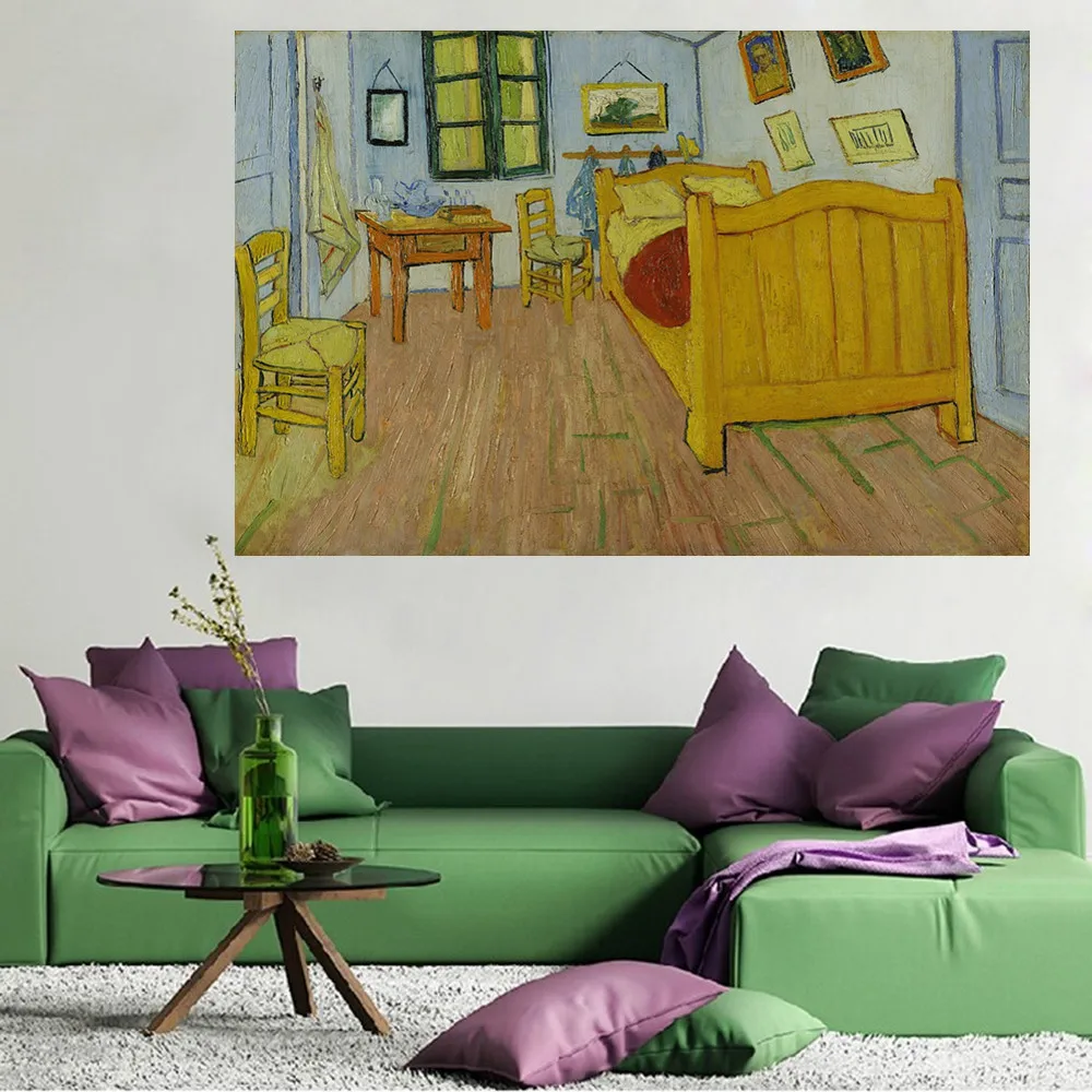 The Bedroom At Arles, 1888 by Vincent Van Gogh Oil Paintings Art on Canvas for Bedroom, Dinning Room,Wall Decor Impressionist