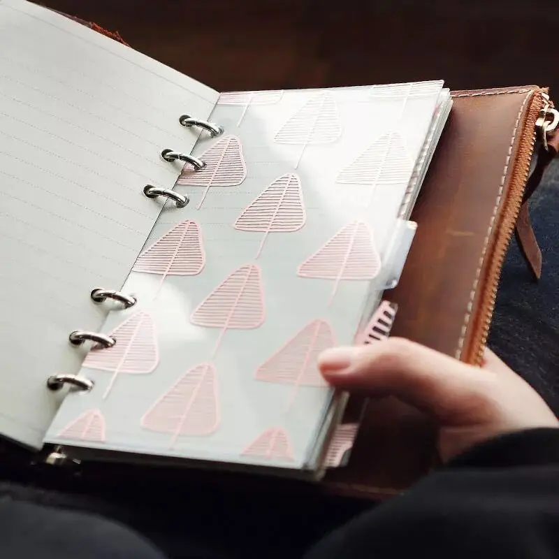 Sharkbang-caderno pvc a5 kawaii/a6 com linda aglutinante espiral, separador de índice, divisórias de página, papelaria para diário, 5pcs