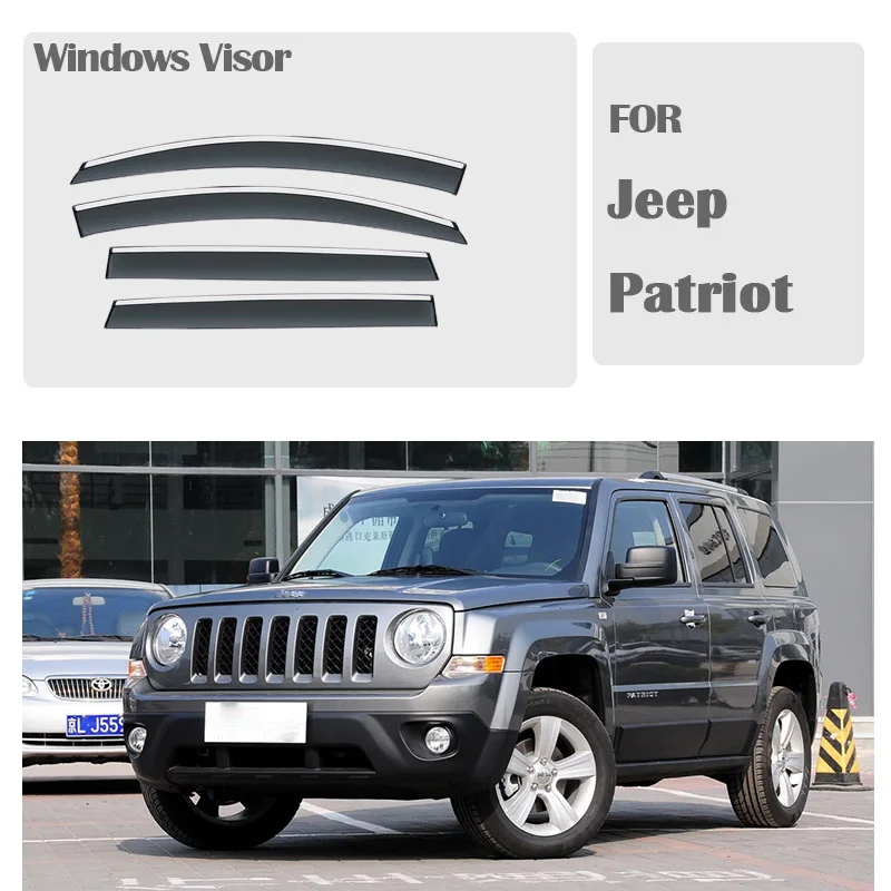 FOR Jeep Patriot 2012-2022 Window Visors Rain Guard Windows Rain Cover Deflector Awning Shield Vent Guard Shade Cover Trim