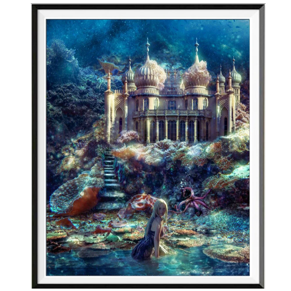 Diamond Painting Fairy Tale Castle Landscape Full Square Round Diamond Embroidery Handcraft Wall Art Decoration WG2575