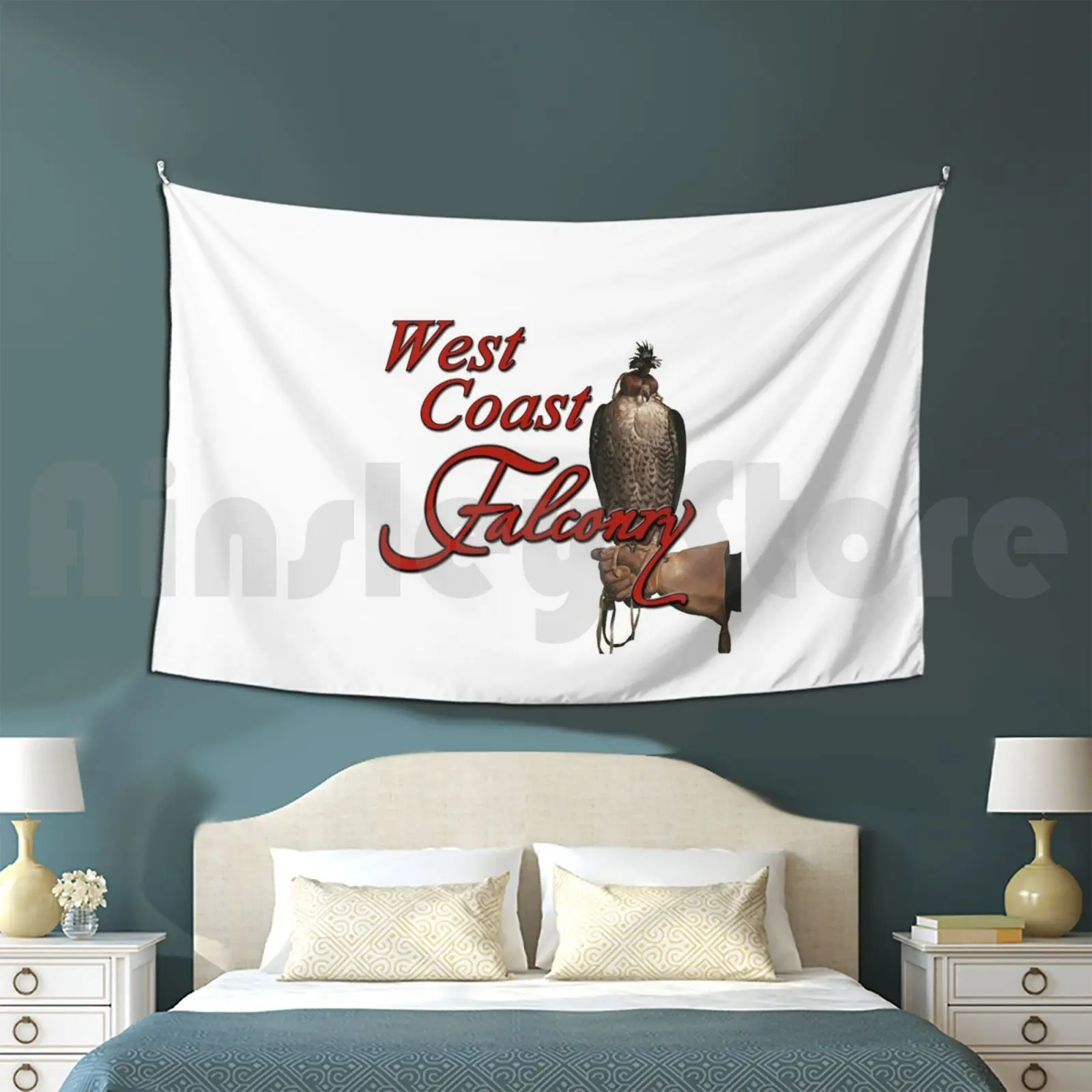 Our Original Logo Tapestry Living Room Bedroom Falconry West Coast Falconry Falcons Hawks