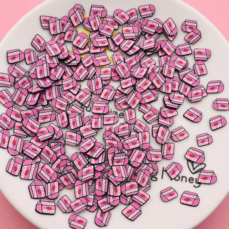 50g/Lot Hot Selling Polymer Clay Miniature Strawberry Milk Sprinkle, Cute Bubble Tea Slice for Crafts Making, Phone Deco, DIY