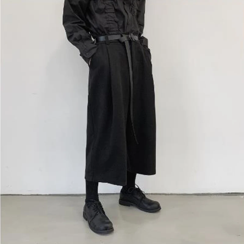 Pantalon style yamamoto pour homme, pantalon droit, ample, noir, décontracté, à jambes larges, de rue, hip-hop, gothique, collection printemps/été