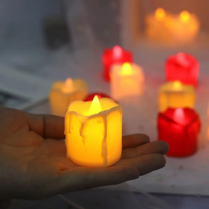 Creative LED Electronic Candle Light Flameless Small LED Tealight For Proposal Romantic Confession Wedding Decoration Props