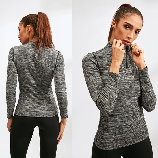 Winter Women's Fitness Clothing Long Sleeve Thermal Polo t-shirts Plus Velvet Sports Top Female Warm Yoga Wear Training Shirt