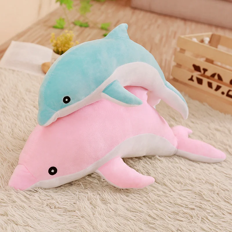 Lindo juguete de peluche de delfín rosa suave para niños, juguetes de animales marinos, sofá, almohada, cojín, regalo de decoración del hogar,