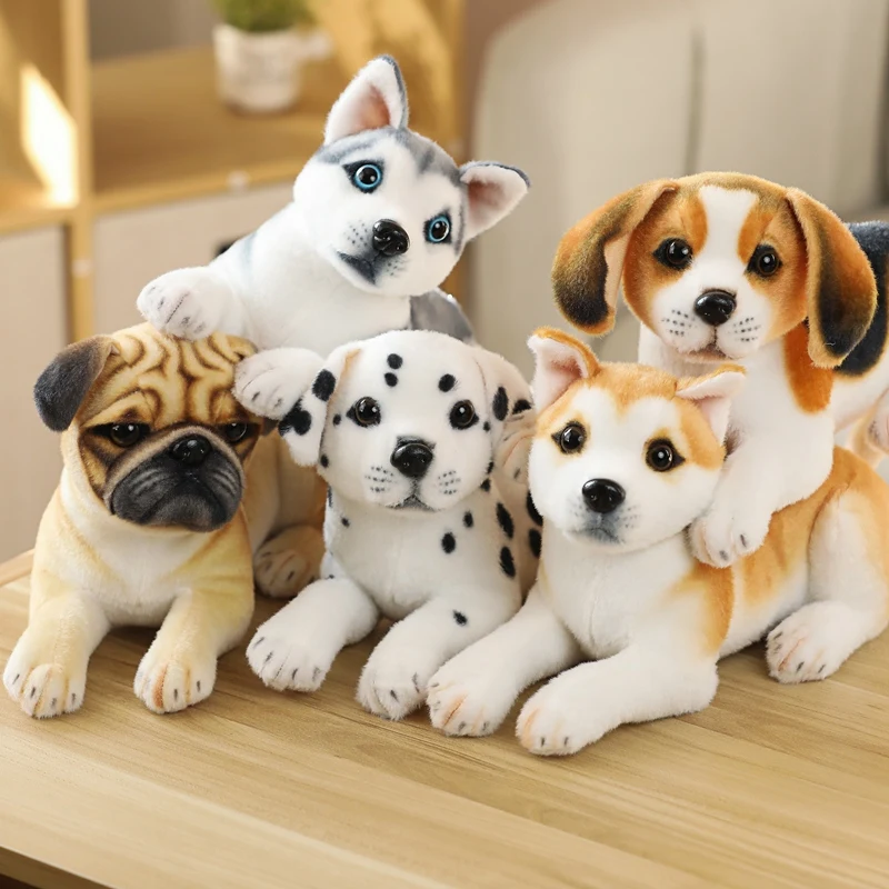 32cm Lifelike Plush Lying Dog Stuffed Soft Animals Real Plush Toys Doll Gift