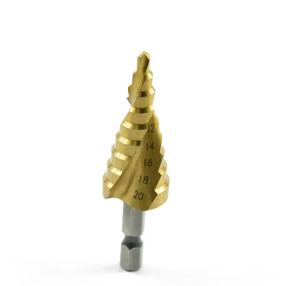 Broca de passo HSS para nitrogênio metálico, espiral de aço de alta velocidade para cone, furo de haste triangular, 4-12mm, 4-20, 4-32