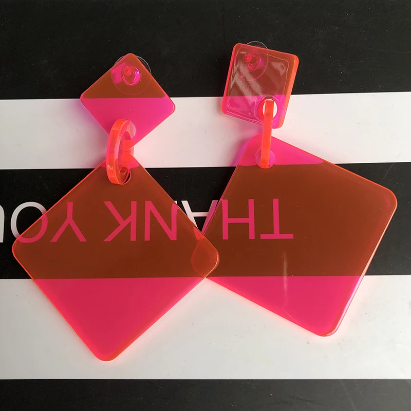 New Geometric Transparent Acrylic Round Oval Heart Drop Earrings For Women Statement Neon Color Fashion Party Earring Jewelry