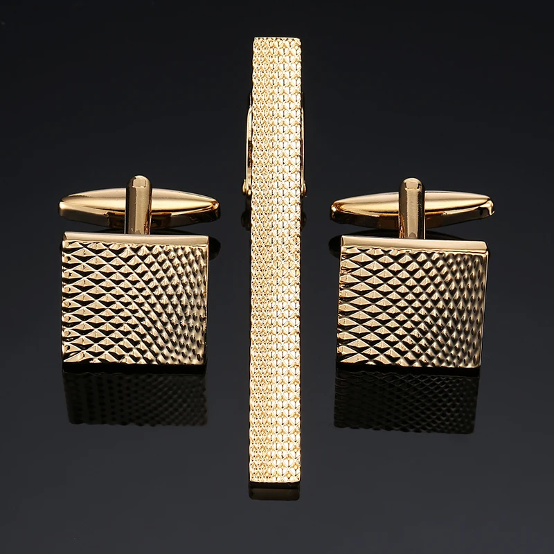 a set High quality brass enamel necktie clip cufflink suit men\'s business dress accessories French shirt cufflink tie clip set