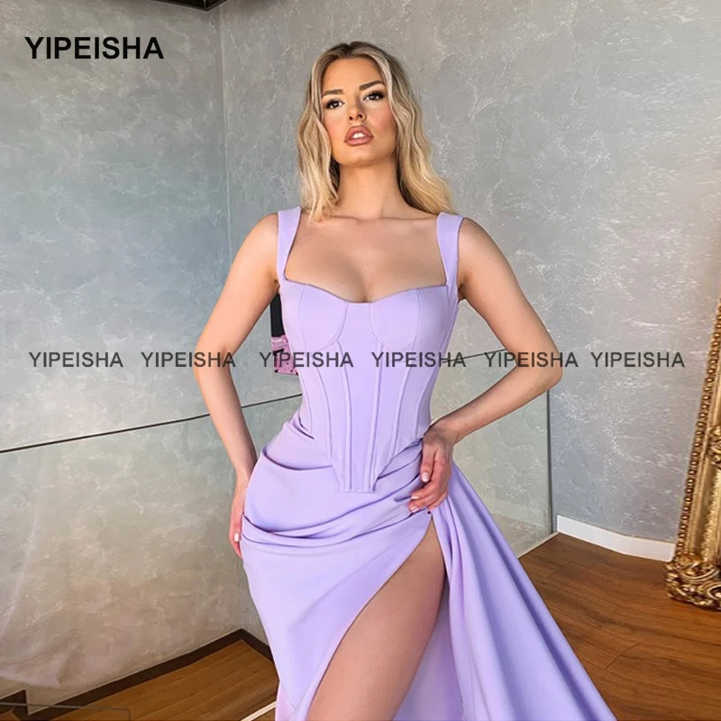 Yipeisha Lavender Prom Dress abendkleider High Slit Long Train Evening Gown Robe de Bal Mermaid Party Dresses Customized