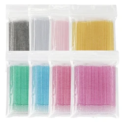 Microcepillo de cristal desechable para eliminar pestañas, 100 piezas, hisopo de limpieza Individual, microcepillo para extensión de pestañas, herramientas de maquillaje