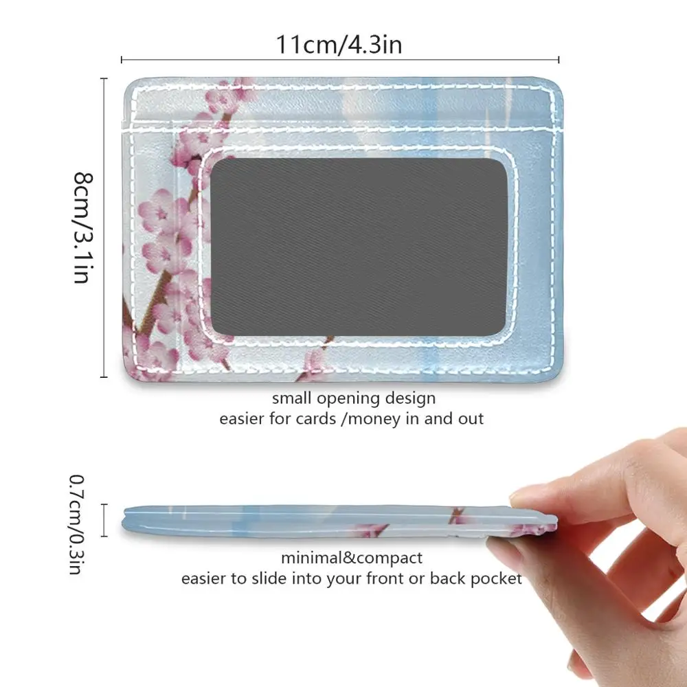 Slim RFID Blocking Leather Wallet Credit ID Card Holder Purse Money Case for Women 2020 Fashion Japanese Cherry Blossom card Bag