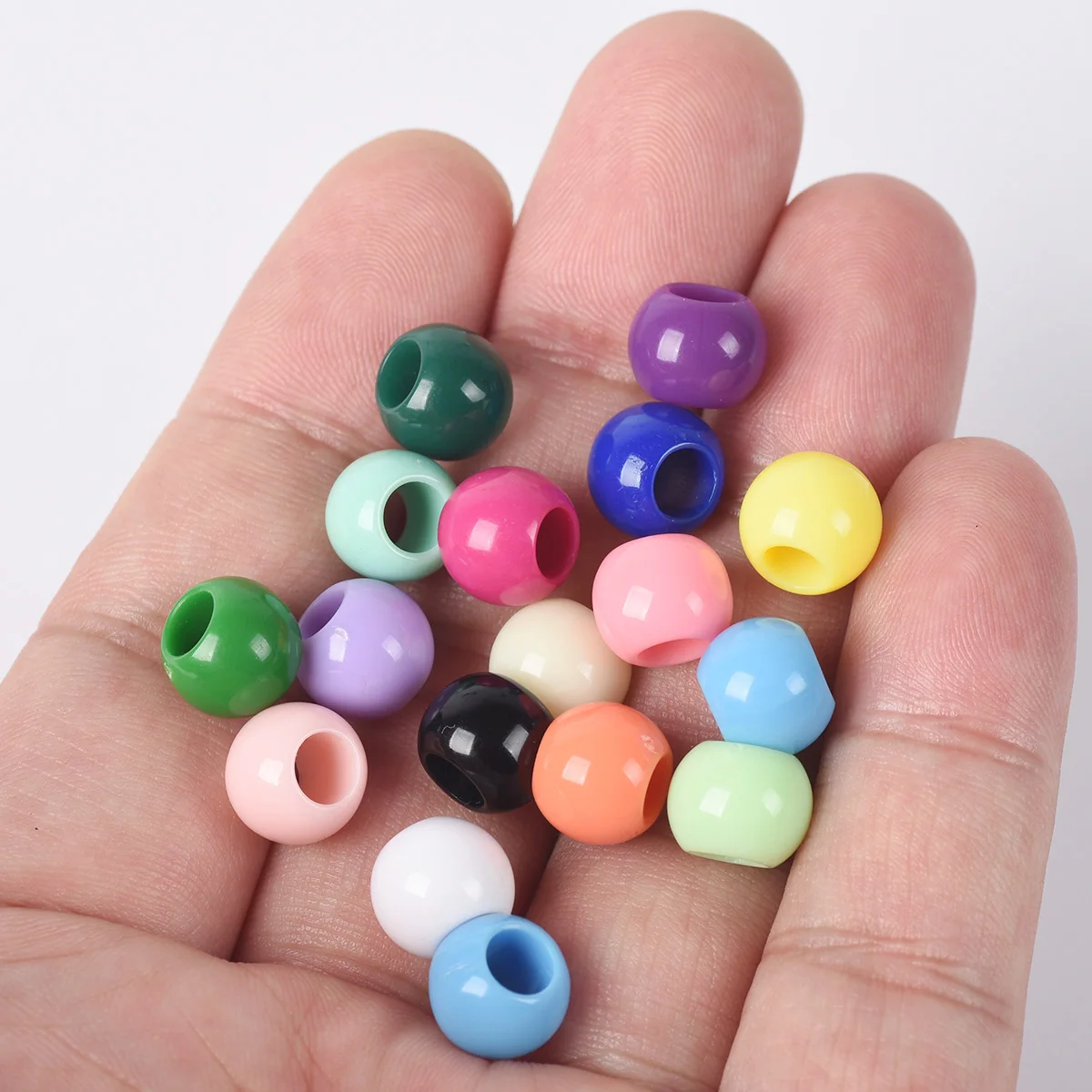 50pcs Round Opaque Acrylic 10mm Loose Big Hole Beads Wholesale lot Crafts Findings for DIY Jewelry Making