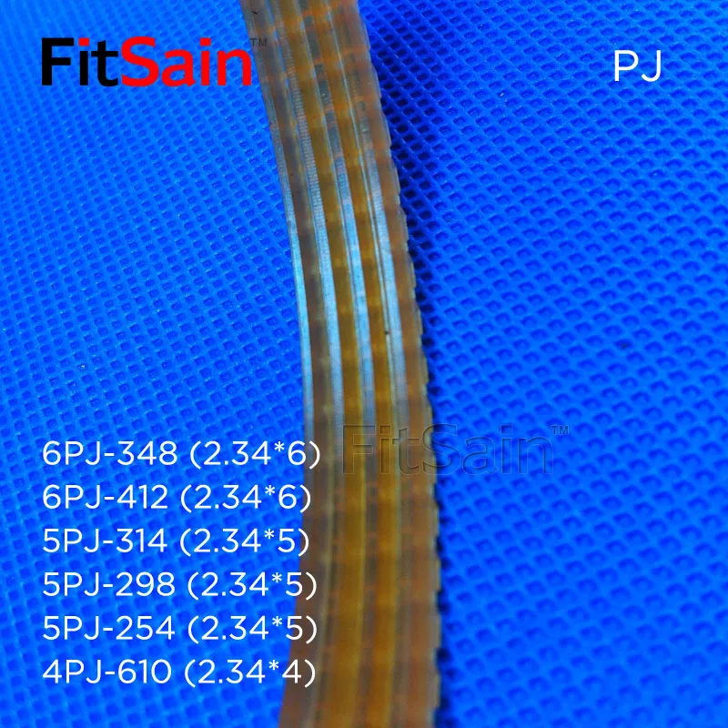 FitSain-6PJ-348/412/5PJ-314/5PJ-298/5PJ-254/4PJ-610 V-Ribbed Belt Woodworking Planer Belt Width 10mm Multi Wedge PJ Belt Pulley
