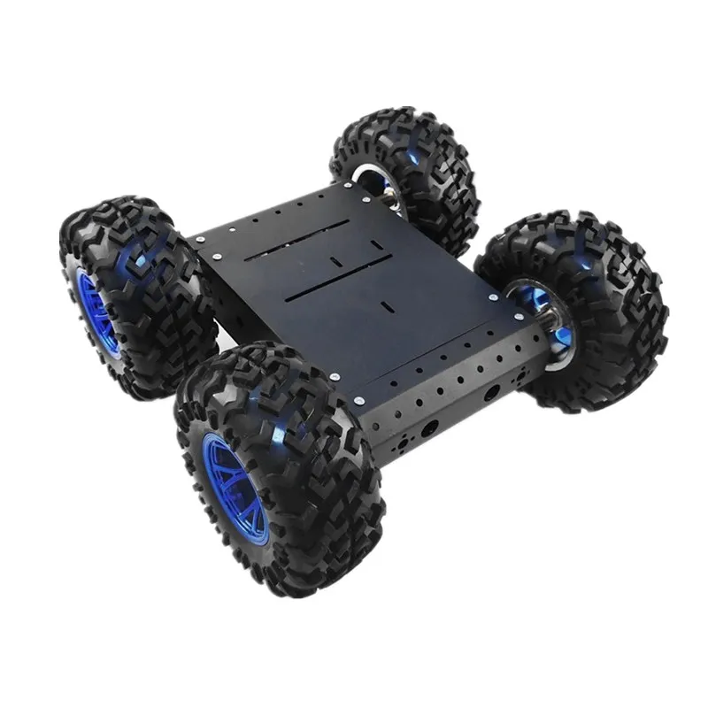 Carro robô inteligente C3 4WD com liga de alumínio, motor 4 DC 12V, roda de borracha de 130 mm, brinquedo RC DIY de alta capacidade de carga