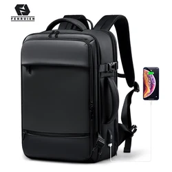 Fenruien-mochila para ordenador portátil de 17,3 pulgadas para hombre, morral expandible con carga USB de gran capacidad, mochila de viaje con bolsa impermeable