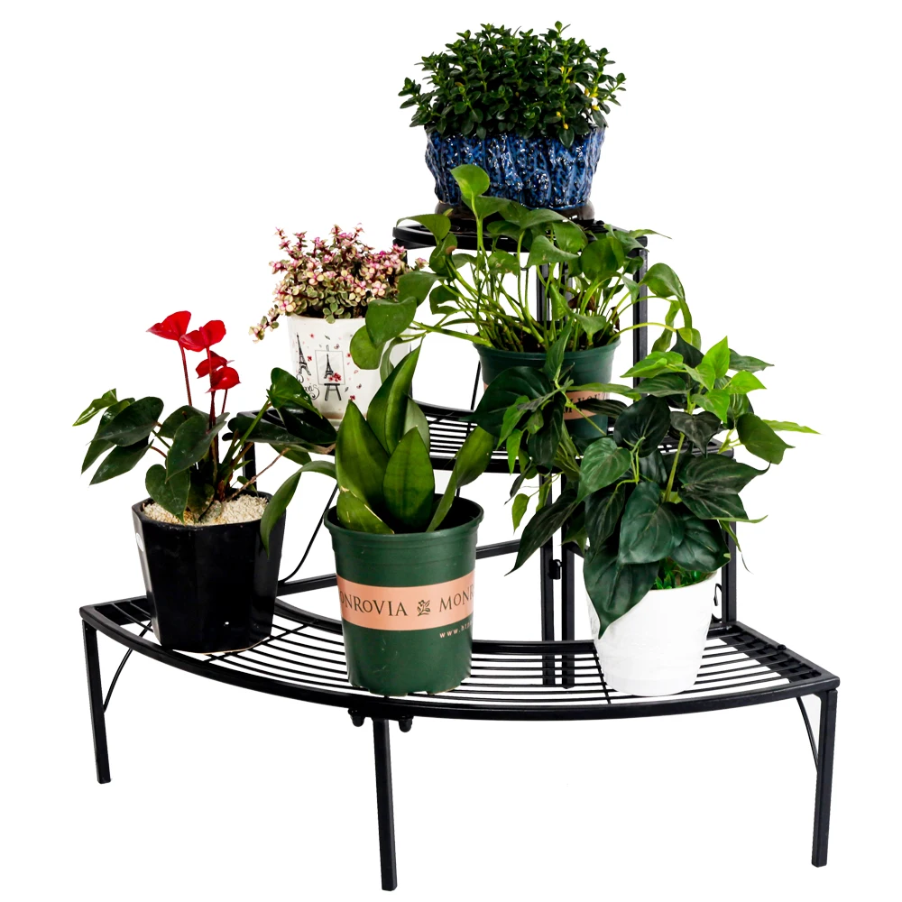 

3 Tier Quarter Round Plant Corner Shelf Plant Stand Rack Flower Pot Holder Shelves Planter Rack Storage Organizer Display