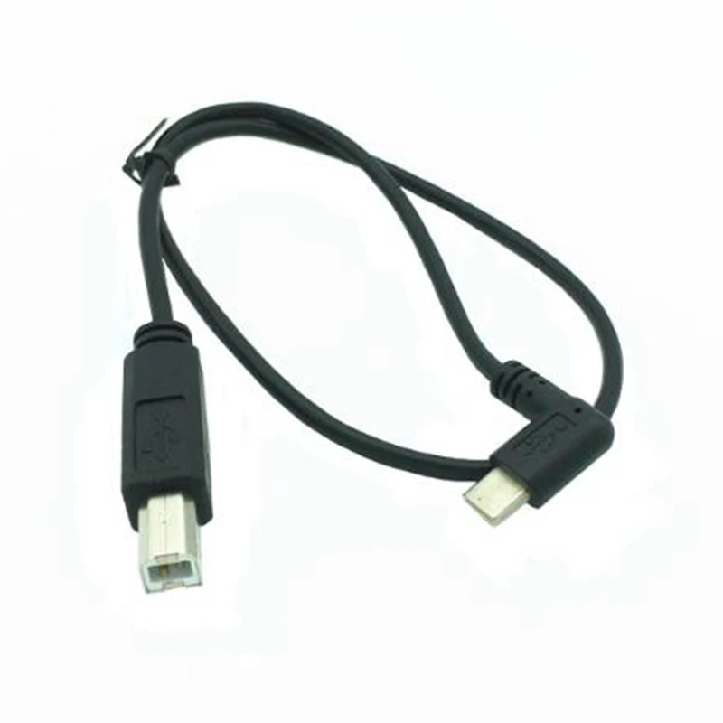 USB 3.1 Type-c 90 Degree Male to USB Standard B Type Data Cable for Mobile Phone to HUB Hard Disk Printer Scanner OTG 0.5m