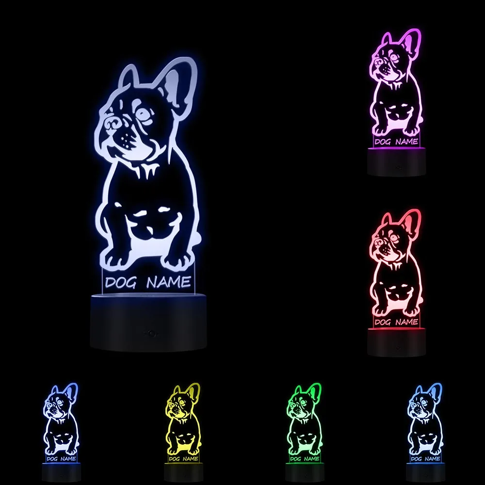 3D Effect French Bulldog Shape Desigend Visual Lamp 3D Optical Illusion Light Pet Puppy Dog Bedroom Night Light Decor Table Lamp
