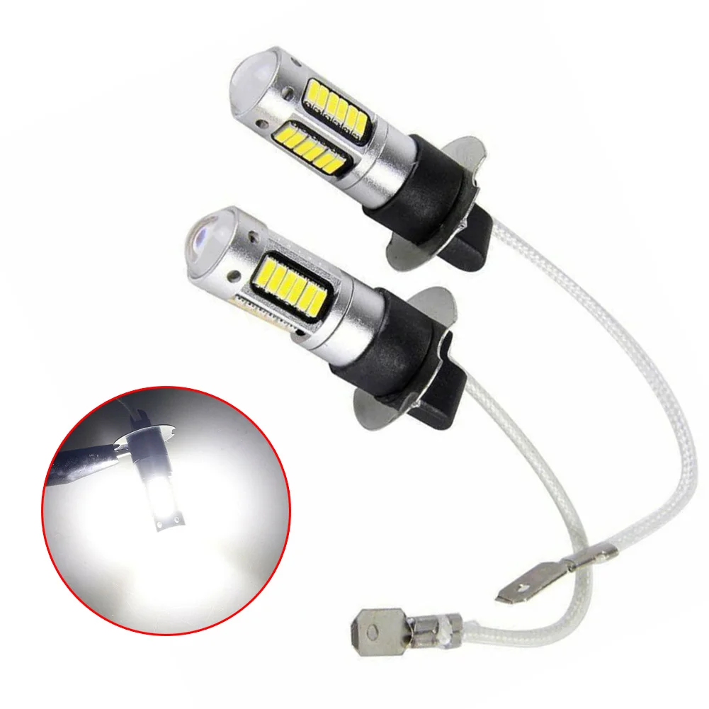 2pcs Car H3 LED Fog Lights High Power Lamps Daytime Running Light Bulbs Super Bright Canbus 6000K White Lamp