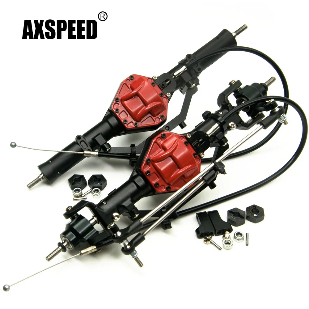 AXSPEED 1:10 Crawler RC Car Parts Complete Metal Alloy Front Rear Axle with Lock for Axial SCX10 CC01 F350