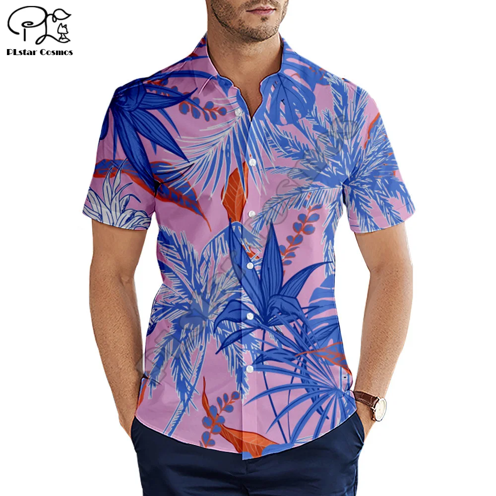 PLstar Cosmos Plage Hawaïenne Chemises Fruits NewFashion Pull 3dprint Drôle D'été Col de Chemise Manches Courtes Occasionnels Tees N8