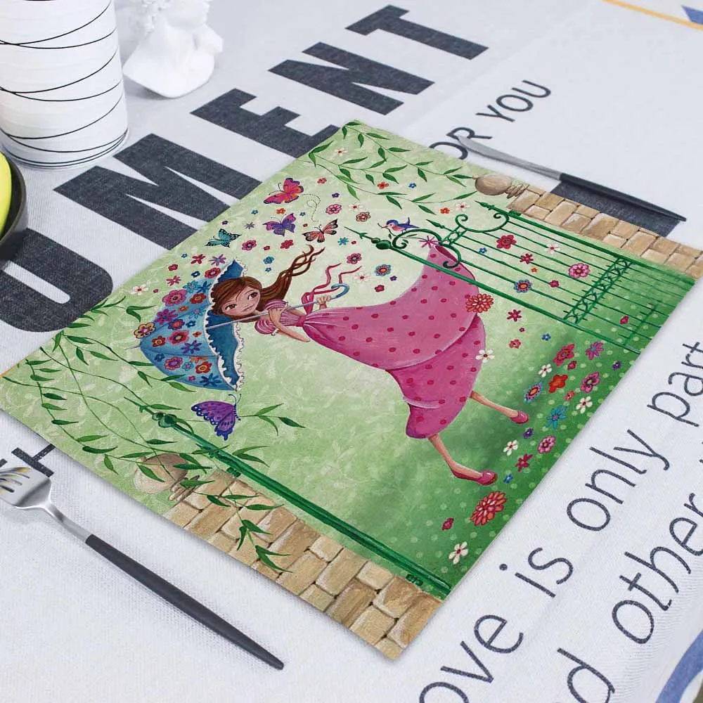 Fashion Table Napkins 42*32Cm Polyester Coasters For Glass Dish Mat Flower Girl American Placemats Dining Table Mat Under Hot