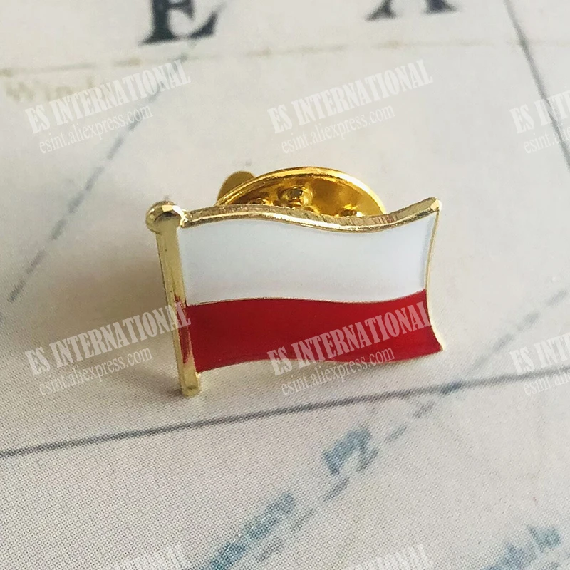 Poland National Flag Lapel Pins Crystal Epoxy Metal Enamel Badge Paint Brooch Souvenir Suit  Personality  Commemorative  Gifts