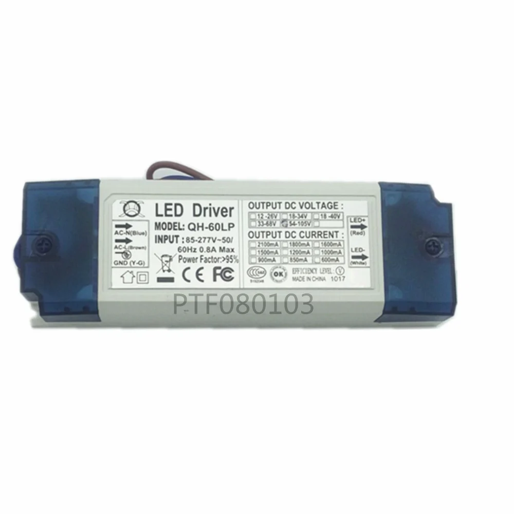 

50W 60W LED Driver 18-30x3W 600mA DC54-105V High Power LED Powr Supply For Floodlight