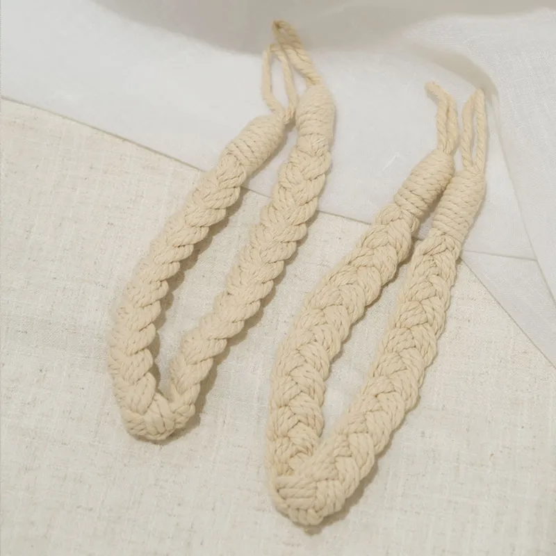 Cotton Hemp Ropes for Home Decoration, Lanyard Curtain, Japanese-Style Drawstring, Elegant Tie Rope, Beige Free Punch, TJ6833