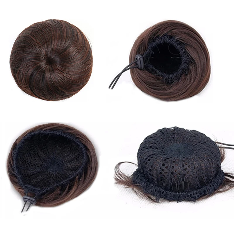 XUANGUANG Synthetic Elastic Hair Scrunchie Chignon Donut Roller Bun Wig Curly Clip in Hair Ponytails Extensions Many colors