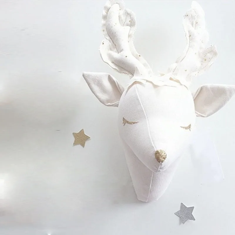 

Nordic Animal Head Ornament Children Room Decoration Sheep Elephant Rabbit Unicorn Wall Ornament Stuffed Art Birthday Present