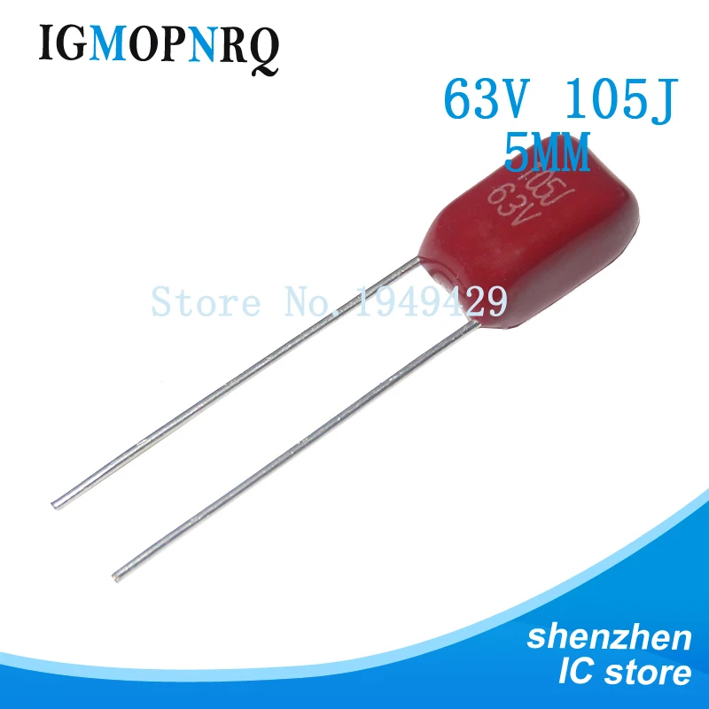 10 sztuk 63V105J 1UF skoku 5MM 63V 105J 105 CBB kondensator folii polipropylenowej