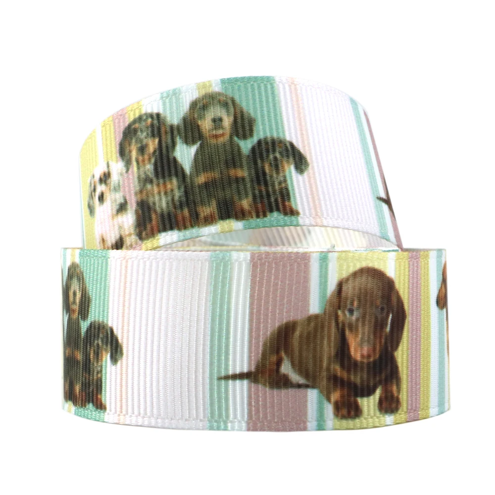 10 Yards Multi Sized Cute Dog Theme Grosgrain Ribbon Puppy Printed Ribbon DIY Hair Bow Gift Wrapping Material,10Yc8621