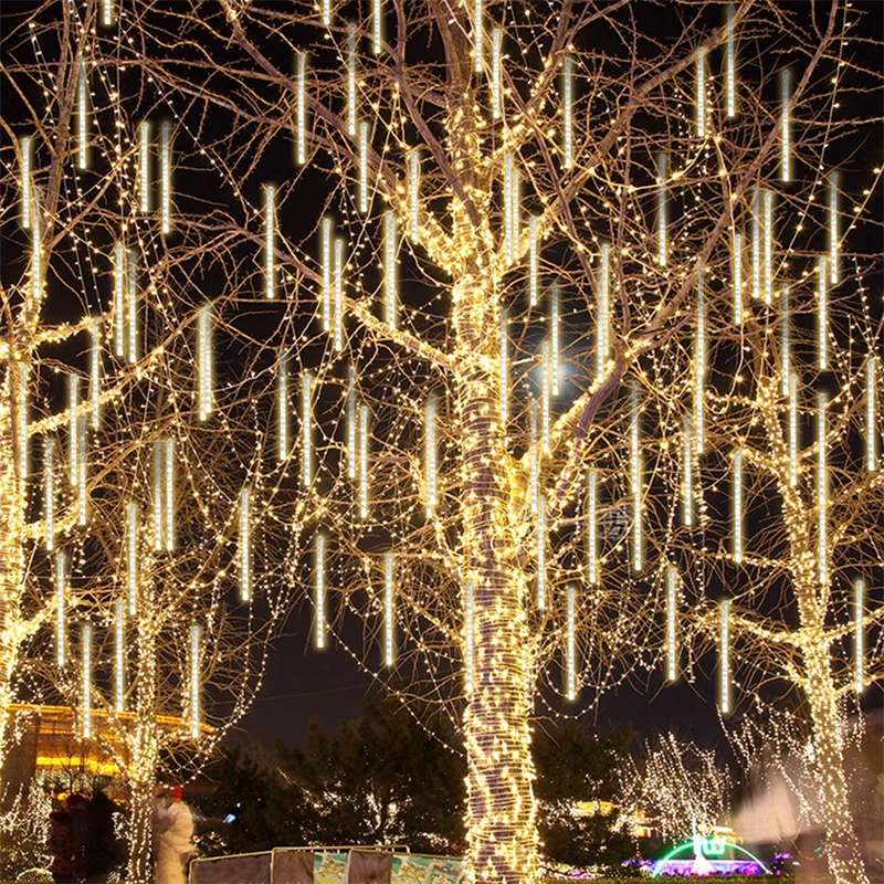 Luci natalizie Meteor Shower caduta pioggia luce esterna impermeabile LED String Lights per la festa di natale festa di nozze