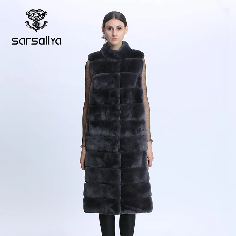 Real Rabbit Fur Vest Long Winter Real Fur Vest Ladies Sleeveless Coat Women Natural Fur Vest Warm Thick Outwear New Arrival 2020