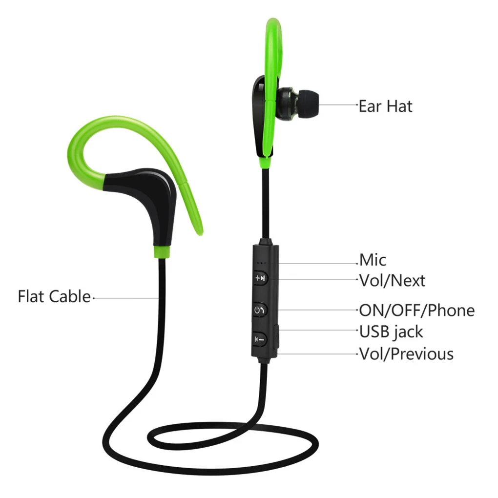 Bluetooth 4.1 Sports Headset Running Wireless Ear Hook Super Bass Stereo Headset Sport Earphone Headphone