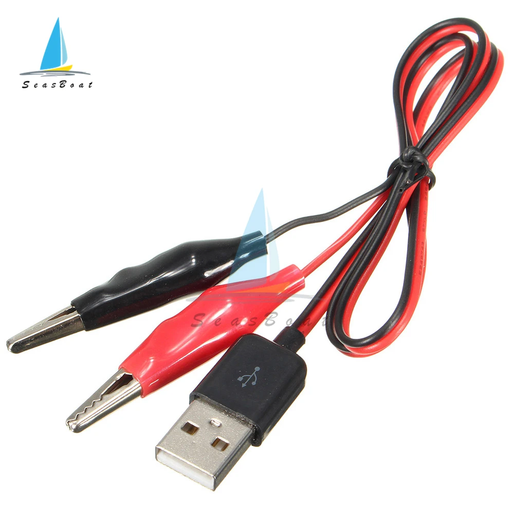 USB Alligator Clips Crocodile Wire Test Leads to USB Male Connector Power Supply Adapter Cable 58cm