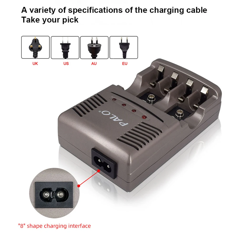 PALO AA AAA bateria szybka ładowarka LED wyświetlacz inteligentna ładowarka do akumulatora 1.2V AA AAA lub 9V NiCd NiMh akumulator