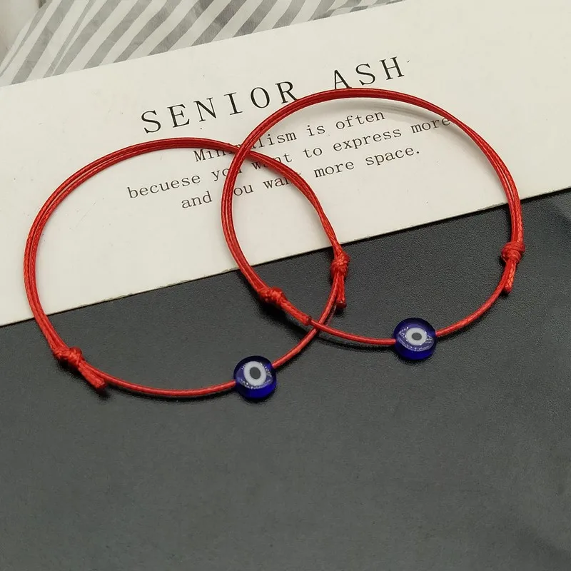 2-częściowe regulowane bransoletki sznurkowe Lucky Black Red Flat Blue Evil Eye Woven Men Lucky Bracelet Women Femme New Fashion Jewelry